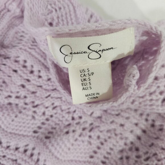 Jessica Simpson Womens Lavender Knit Cropped Sweater With Adjustable Ruch - Picture 3 of 6